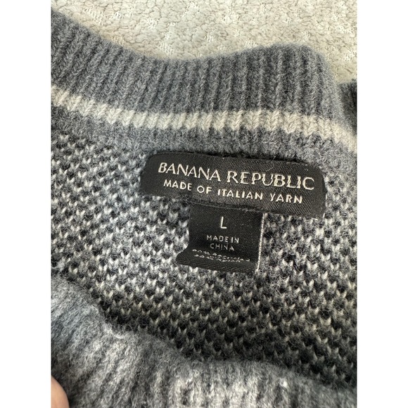 Banana Republic Sweater Mens Large Gray Mountain Graphic Crewneck Knit Pullover - Picture 2 of 7